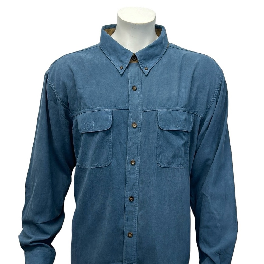 REEL LEGENDS Blue Polyester Long Sleeve Button Up Hunting Fishing Shirt Size XXL